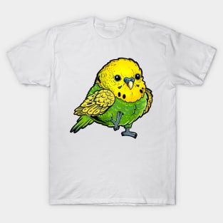 Cute Green Budgie - Birb Orb Chibi Kawaii Cute Cartoon Art Drawing T-Shirt